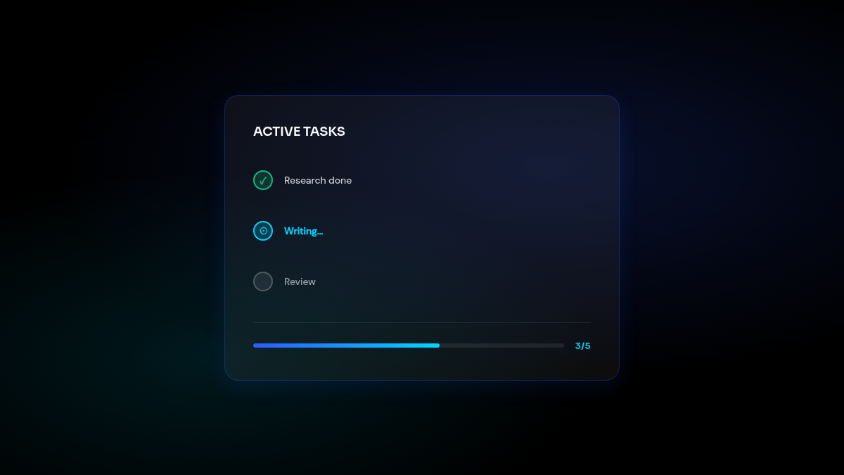 Refined task progress panel with polished layout