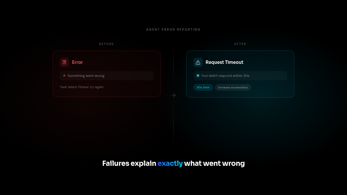Agent error messaging