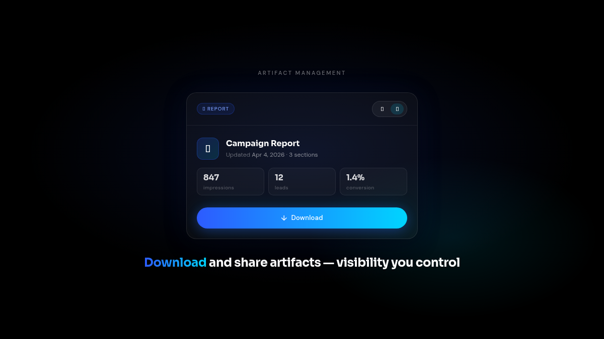 Artifact download and sharing
