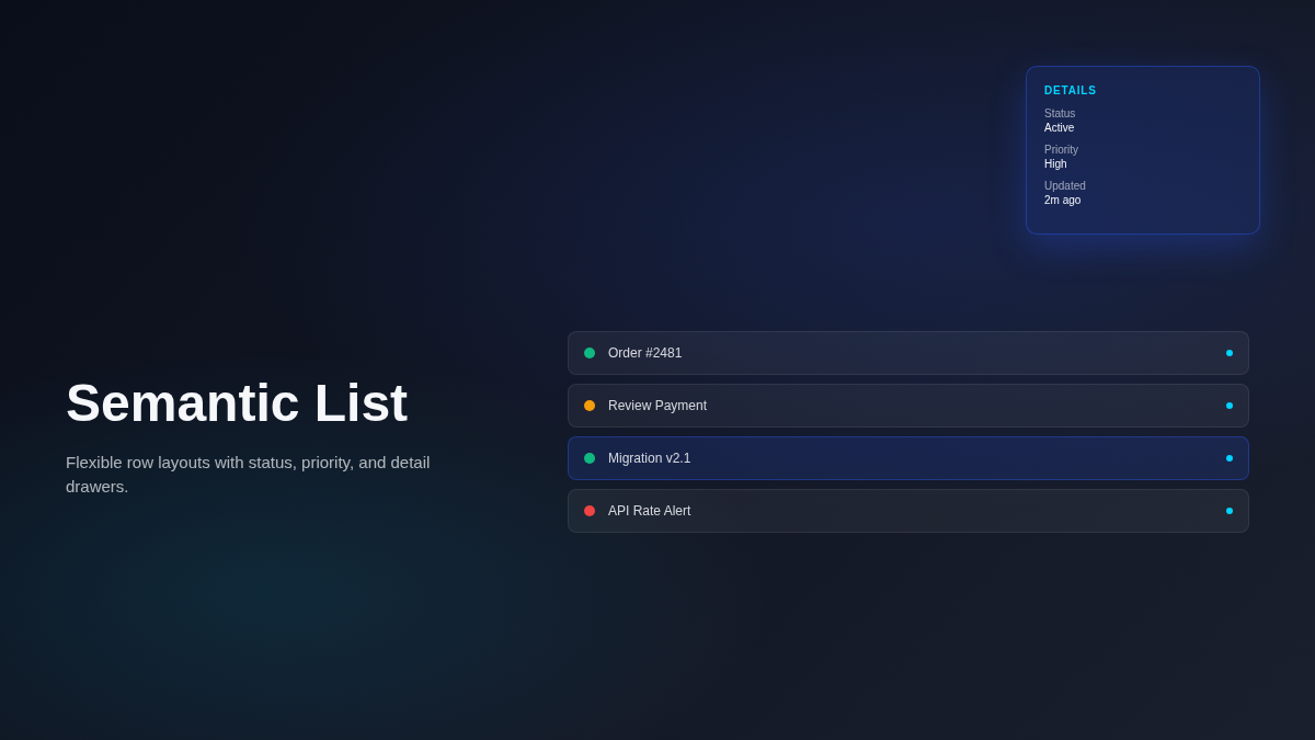 Semantic list view for artifact databases