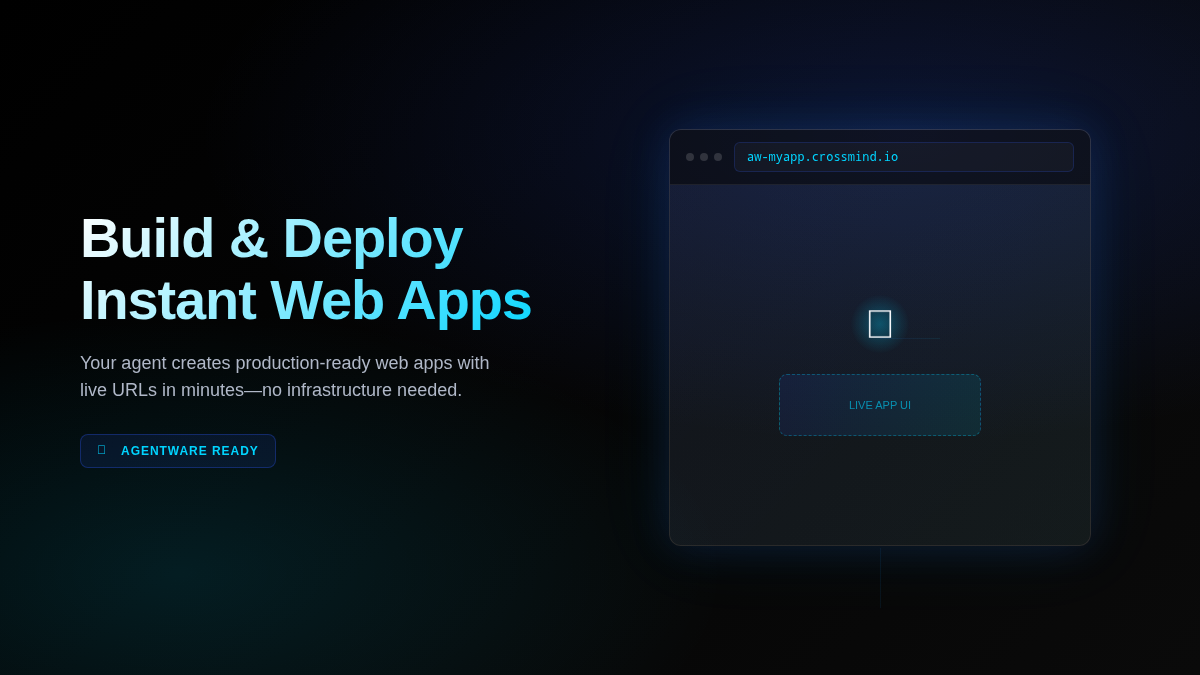 An agent launching a mini-app with its own public URL and subdomain