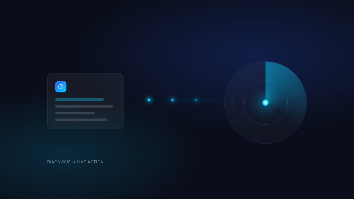 Onboarding flow moving from strategy diagnosis into a real signal-scan action