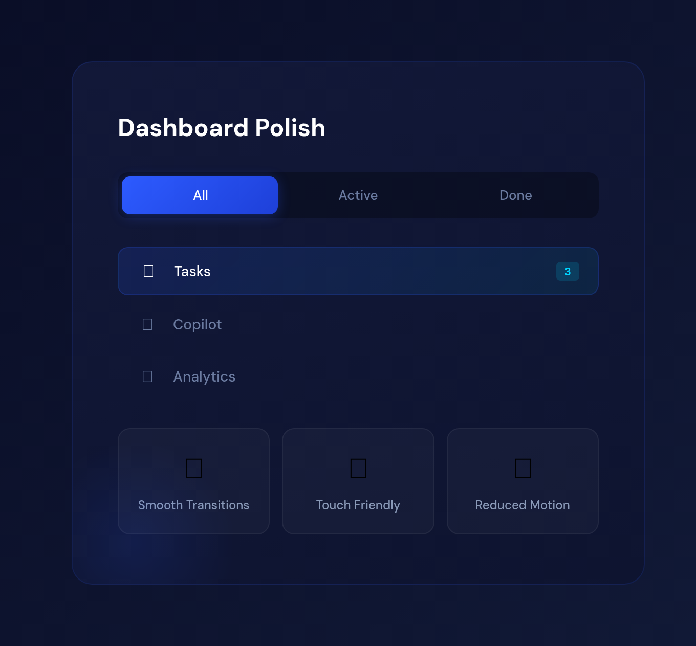 Dashboard polish
